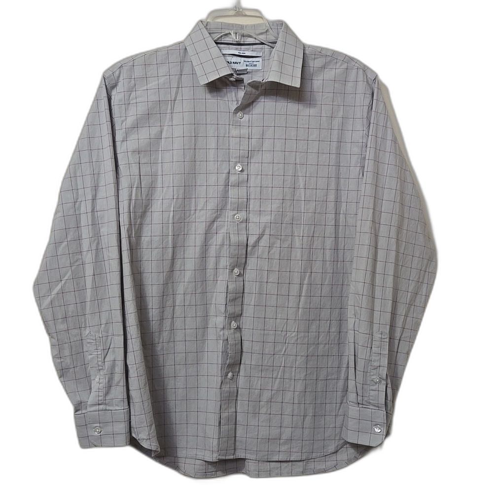 Old Navy Men's Signature Shirt X-LARGE Long Sleeve Slim Fit FLEX CAREER Plaid